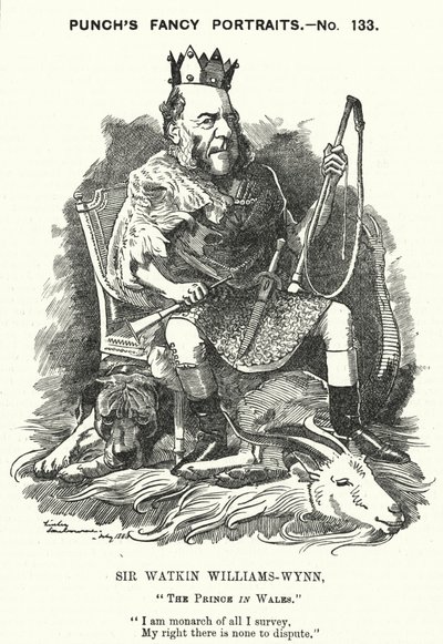 Punch tegneserie: Sir Watkin Williams-Wynn, 6. Baronet, walisisk konservativ politiker (gravering) av Edward Linley (after) Sambourne