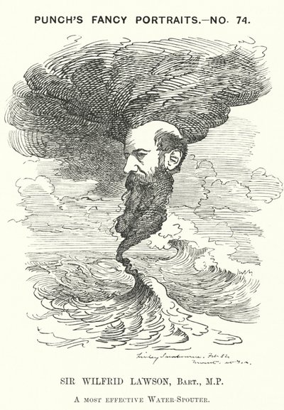Punch-tegneserie: Sir Wilfrid Lawson, engelsk radikal liberal politiker og måteholdsforkjemper (gravering) av Edward Linley (after) Sambourne