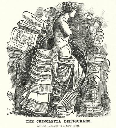 Punch tegneserie: The Crinoletta Disfigurans (gravering) av Edward Linley (after) Sambourne