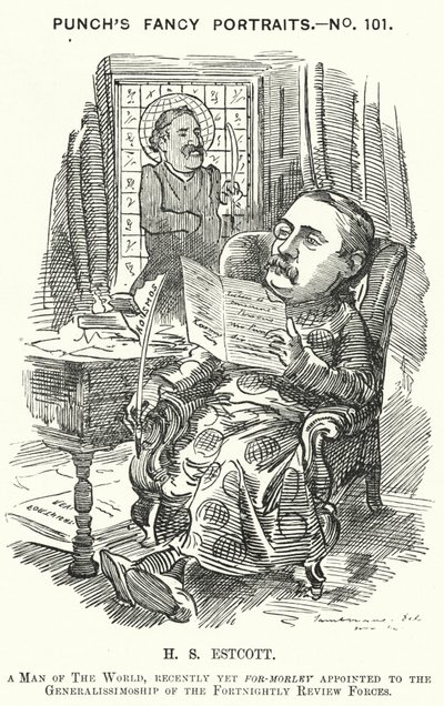 Punch tegneserie: Thomas Hay Sweet Estcott, engelsk journalist og redaktør (gravering) av Edward Linley (after) Sambourne
