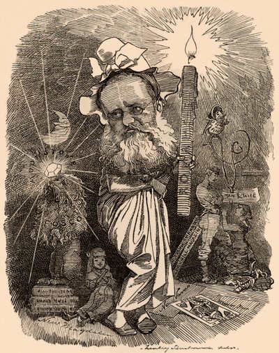 Tegneserie av Wilkie Collins (1824-1889) forfatter av Edward Linley Sambourne