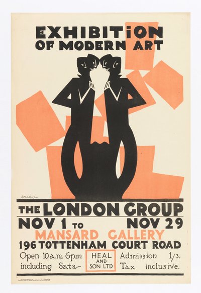 Plakat, utstilling av moderne kunst-The London Group av Edward McKnight Kauffer