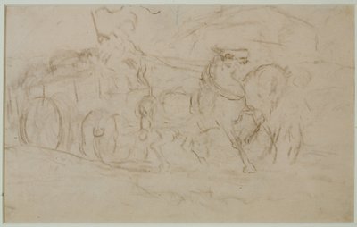 Hest og kjerre (#9), ca. 1880-tallet (grafitt på papir) av Edward Mitchell Bannister