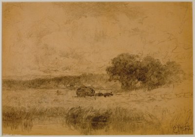 Landskap, skog (#13) c. 1880 (grafitt på papir) av Edward Mitchell Bannister