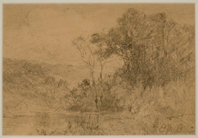Landskap, skog (#36) c. 1880-tallet (grafitt på papir) av Edward Mitchell Bannister