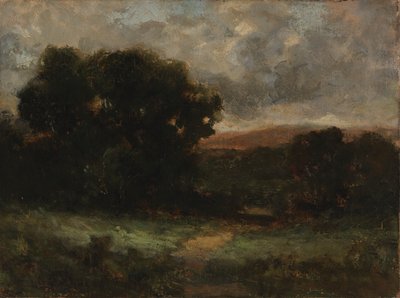 Uten tittel landskap med eng og trær, n.d. av Edward Mitchell Bannister