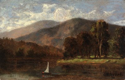 Uten tittel seilbåt i elv, 1876. av Edward Mitchell Bannister