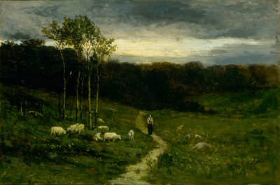 Kvinne som går nedover stien, 1882. av Edward Mitchell Bannister