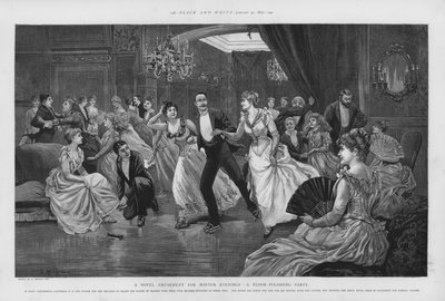 En ny fornøyelse for vinterkvelder - en gulvpoleringsfest (litho) av Edward Morant Cox