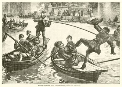 En vannturnering på det femtende århundre (gravering) av Edward Morant Cox