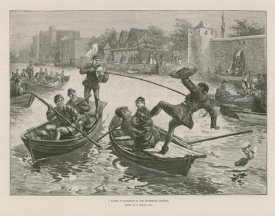 En vannturnering på det femtende århundre (gravering) av Edward Morant Cox