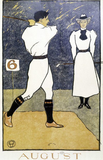 Par som spiller golf - i "" Golfkalender"" av Edward Penfield av Edward Penfield