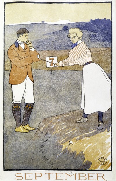 Par som spiller golf - i "" golfkalender"" av Edward Penfield av Edward Penfield
