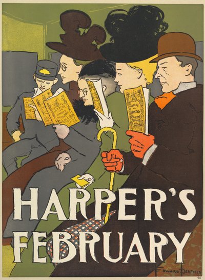 Harpers New Monthly Magazine, februar 1896 (farge litho) av Edward Penfield