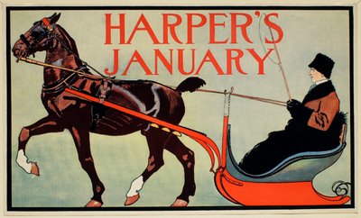 Mann i hestetrukket slede, januar, Harper