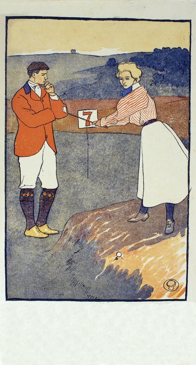 September , detalj fra 1931 Golfing Calendar, pub. 1931 av Edward Penfield