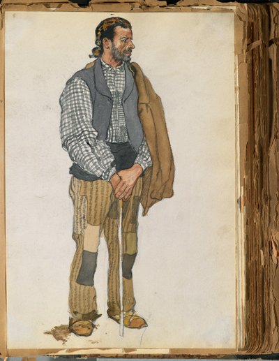 Skisse av en spansk mann, 1906 (wc og grafitt på papir montert i utklippsbok) av Edward Penfield