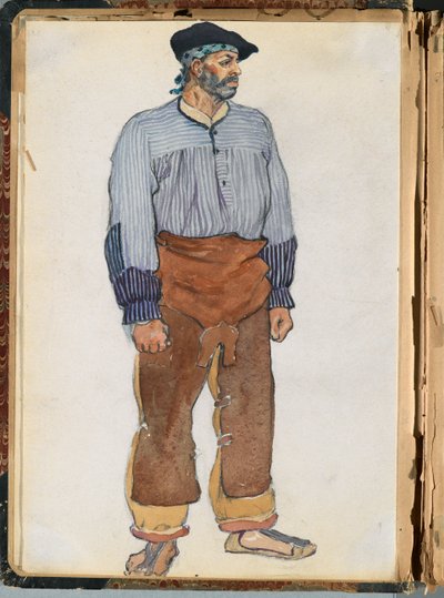 Spansk skisse, ca. 1911 (wc og grafitt på papir montert i utklippsbok) av Edward Penfield