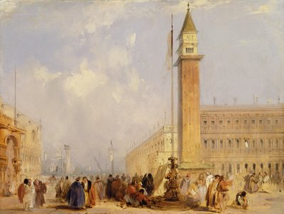 Piazzetta, Venezia (olje om bord) av Edward Pritchett