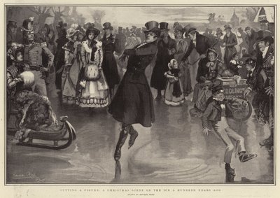 Cutting a Figure, a Christmas Scene on the Ice for hundre år siden av Edward Read