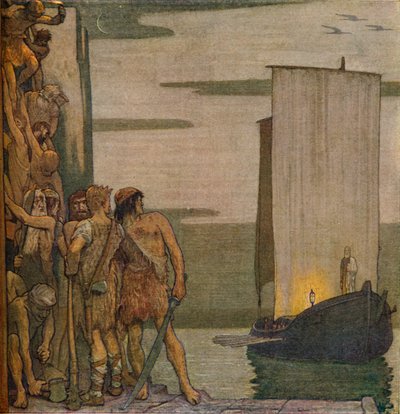 The Landing of Saint Patrick i Irland, c1912, 1914 av Edward Reginald Frampton