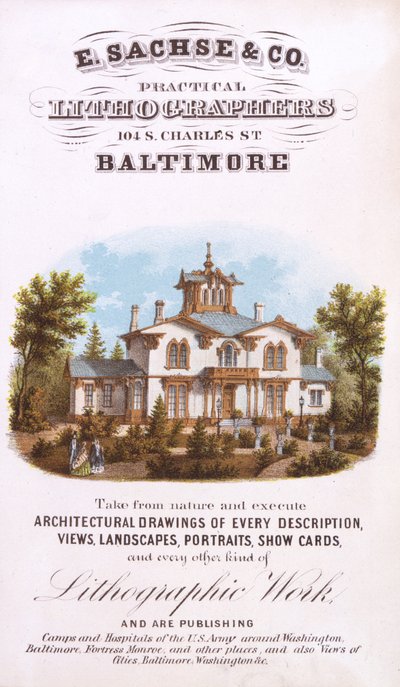E. Sachse und Co., Practical Lithographers, 104 S. Charles St., Baltimore, (litografi [varekort]) av Edward Sachse
