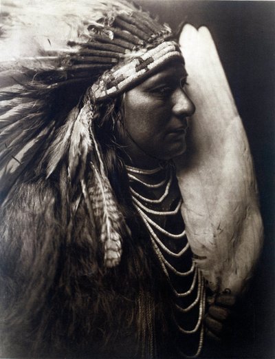 Amerikanske indianere: Portrett av en indianer av Perce Nose Tribe av Edward Sheriff Curtis