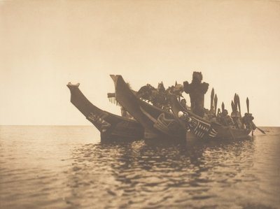 Masked Dancers in Canoes - Qagyuhl A, 1914. av Edward Sheriff Curtis