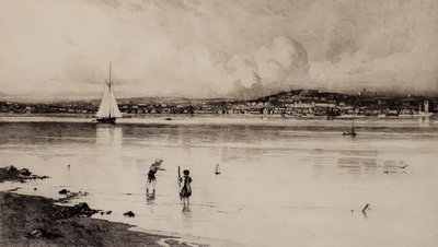 Broughty Ferry fra Tayport (etsing) av Edward Smith Hodgson