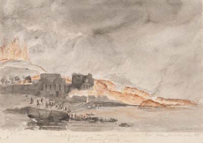 Vesuvs utbrudd, 1794 (blyant og wc på papir) av Edward Swinburne
