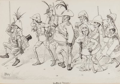Dan Leons Light Horse, inkludert karikaturer av Henry Irving, Beerbohm Tree, R.B., W.S. Penley, Forbes Robertson og E.P., for Punch, november 1902 av Edward Tennyson Reed