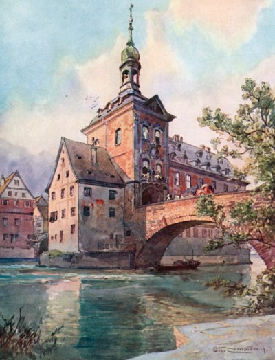 Bamberg – Rådhus (fargelitografi) av Edward Theodore Compton