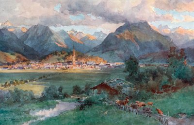 Oberstdorf (fargelitografi) av Edward Theodore Compton