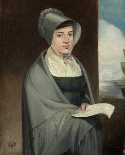 Portrett av en dame i en grå panser og sjal (olje på lerret) av Edward Villiers Rippingille