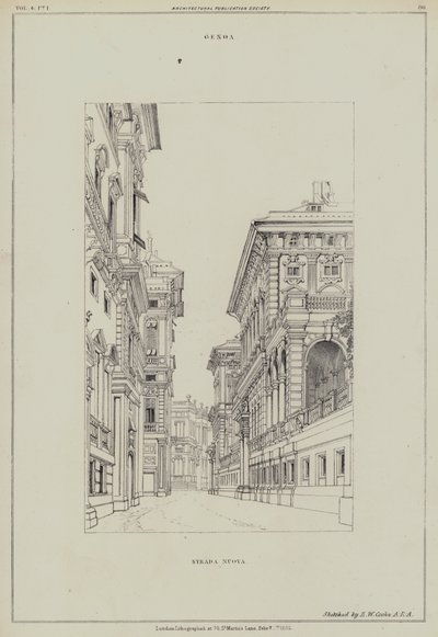 Strada Nuova, Genova, Italia (litho) av Edward William (after) Cooke