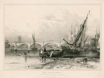 New London Bridge, fra Billingsgate (lavt vann) tegnet 31. juli 1832 av Edward William Cooke
