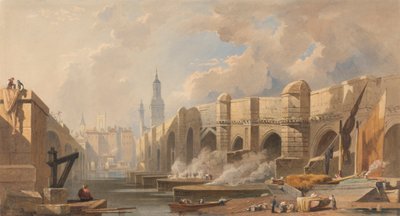 Gamle og nye London Bridge av Edward William Cooke