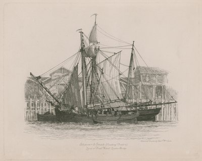 Schooner und Smack liggende ved Fresh Wharf av Edward William Cooke