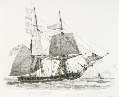 «Wolf» (1826), eller (1814), krigsbriggen, tidligere i Royal Navy, signaliserer og legger til for en los utenfor Dover av Edward William Cooke