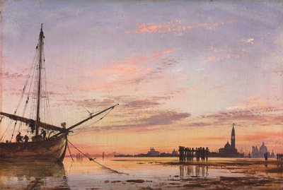 Utsikt over lagunen, Venezia, solnedgang, 1850 av Edward William Cooke