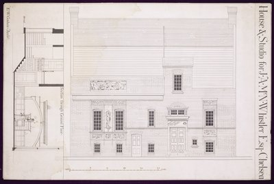 Design for House og Studio for J.A.M. Whistler Esq, Chelsea, ca. 1877-78 (se også 176477) av Edward William Godwin