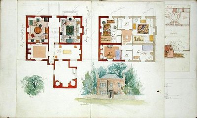 Foreslått design for et hus (akvarell og blyant på papir) av Edward William Godwin