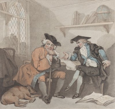 En høyskolescene, eller et fruktløst forsøk på pungen til gamle firkantede tær, 1. august 1787. av Edward Williams