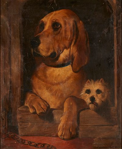 Verdighet og frekkhet (olje på lerret) av Edwin (after) Landseer