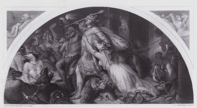 Rout of Comus and his Band (gravering) av Edwin (after) Landseer