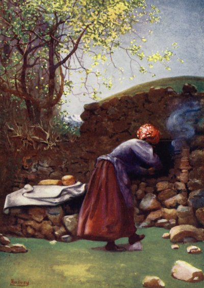 Korsika: Bakeovn, Aleria (farge litho) av Edwin Arthur Norbury
