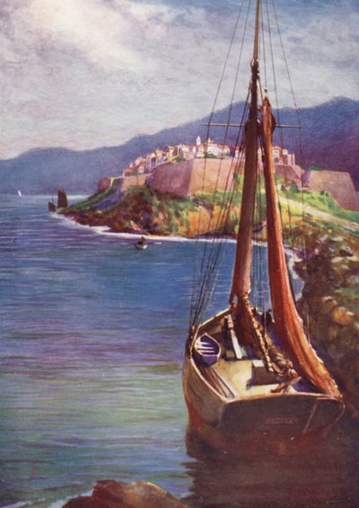 Korsika: Calvi (farge litho) av Edwin Arthur Norbury