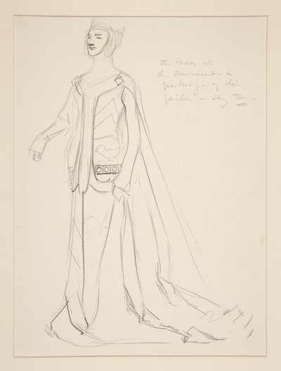 En dame, kostymeskisse for Henry Irving av Edwin Austin Abbey