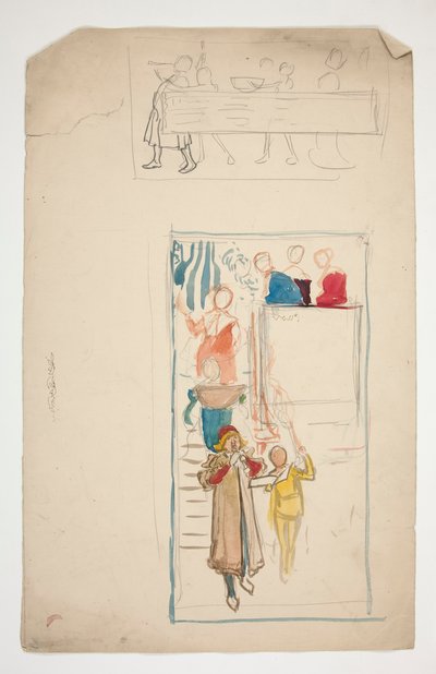 En prosesjon - uidentifisert illustrasjon for et skuespill(?) av Edwin Austin Abbey