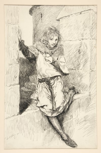 Arthur - akt IV, scene III, kong John av Edwin Austin Abbey